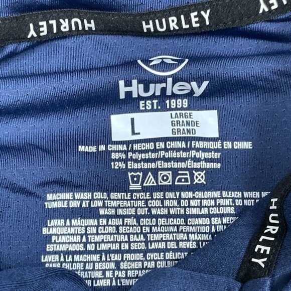Hurley Mens Polo Shirt Large Navy Blue 88% Polyester Stretch Fabric 6838 - Picture 3 of 7